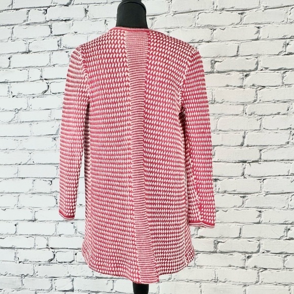 Talbots Pure Merino Wool Cardigan Red White Size Medium Christmas Winter Cozy - Picture 3 of 9